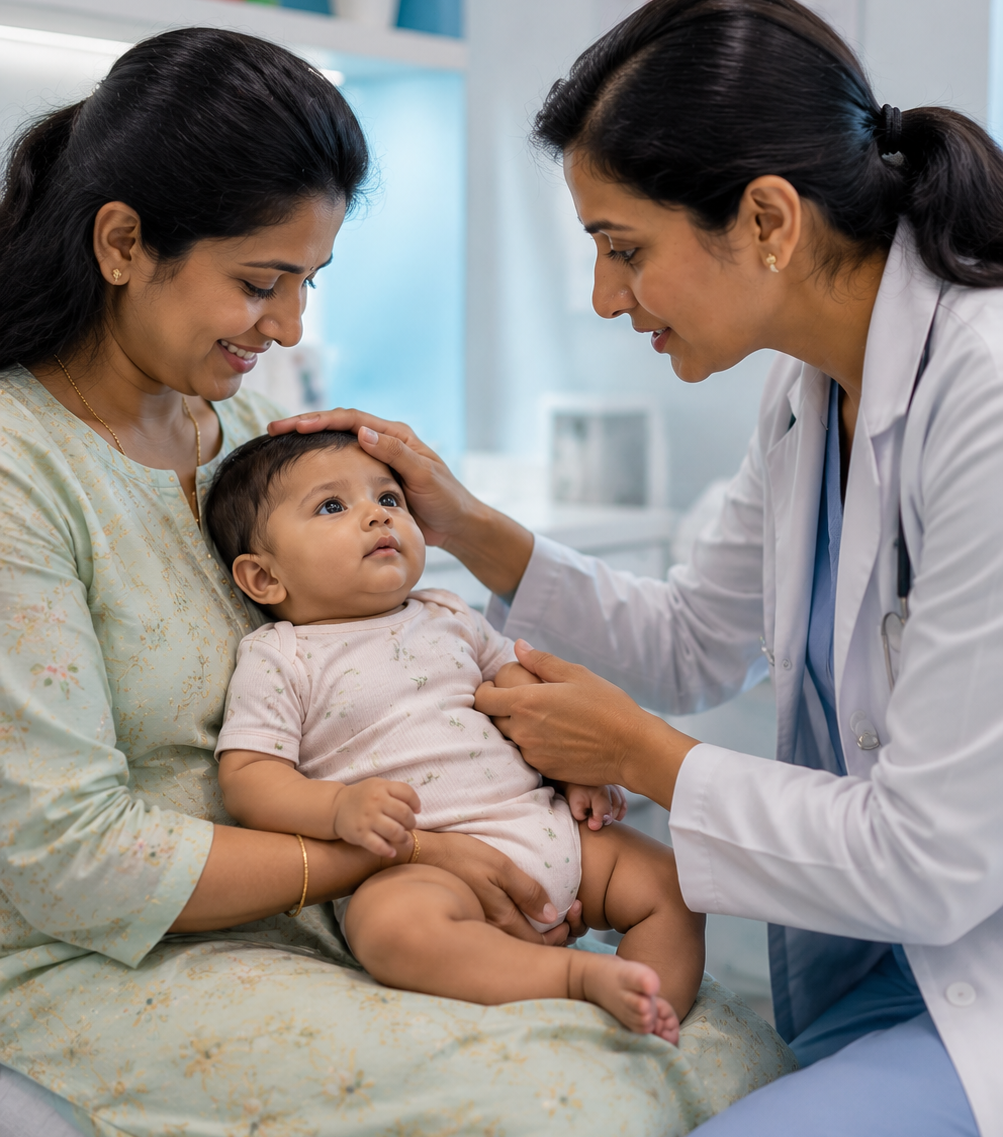 Pediatric emergency assessment and stabilization at New Amrutha Hospital