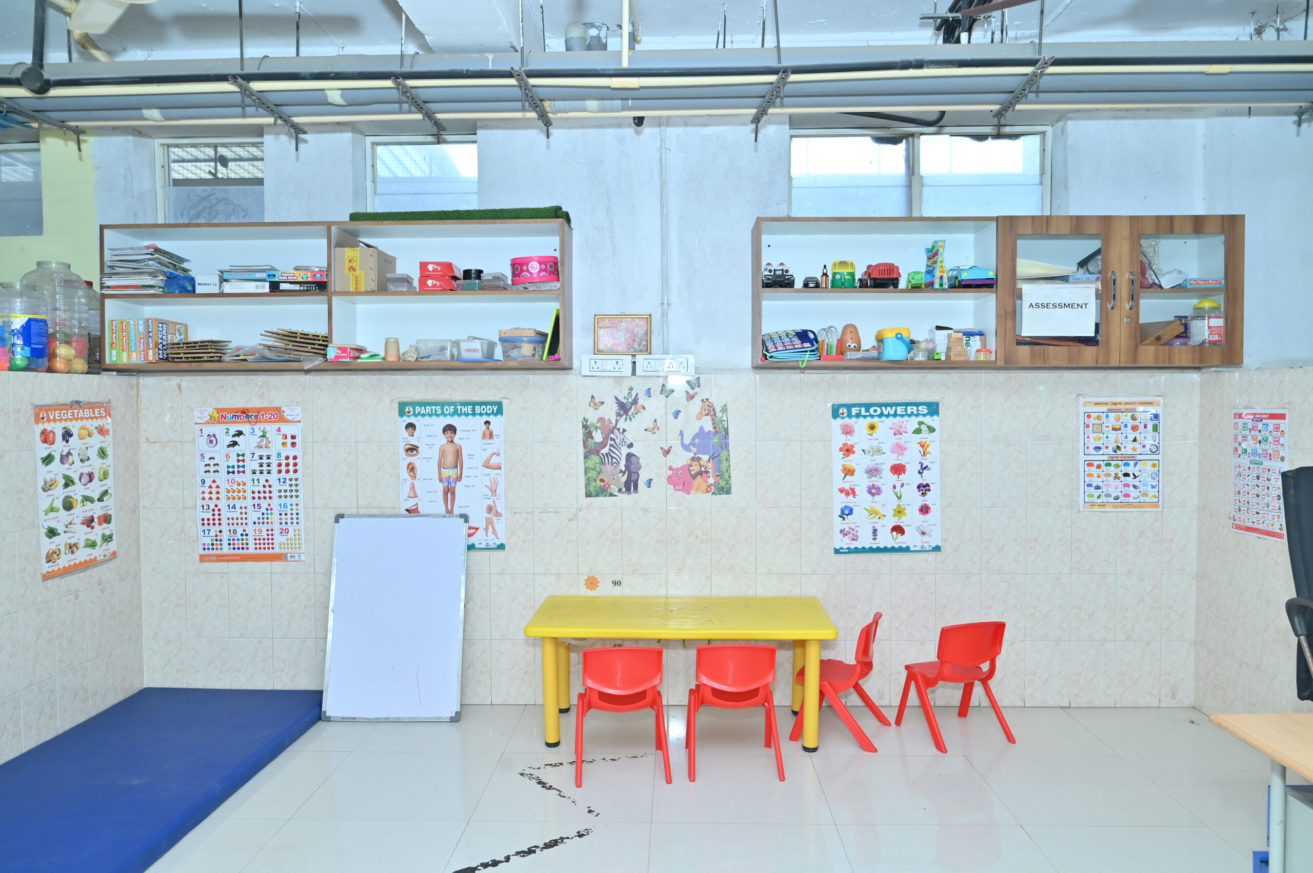 Specialist performing developmental assessment for a child at New Amrutha Child Development Centre